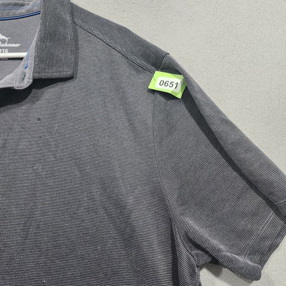 Tommy Bahama Shirt Polo Mens 2XL Gray Solid Short Sleeve 70% Tencel 25% Poly - Picture 5 of 16